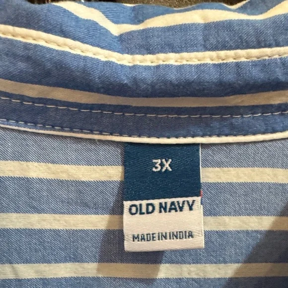 Old Navy Blue and White Striped Casual Button-Down Shirt - Picture 2 of 6